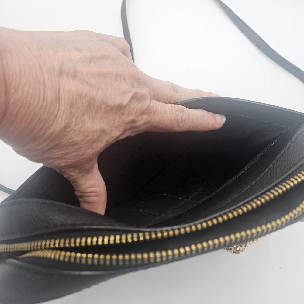 Michael Kors Jet Set Large Saffiano Leather Crossbody Bag Gold Chain Career Glam - Picture 6 of 16